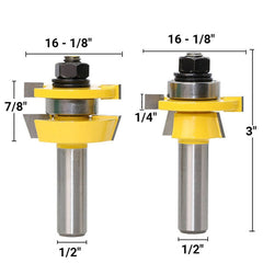 Handyteks™ Rail & Stile Router Bit - Shaker - 2 Piece Set - 1/2" Shank