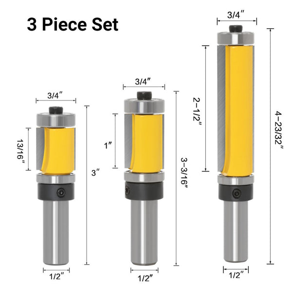 Handyteks™ Template & Flush Trim Double Bearing Router Bits - 1/2" Shank